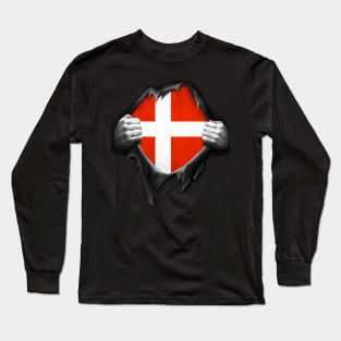 Denmark Flag DNA Roots Dannish Flag Long Sleeve T-Shirt